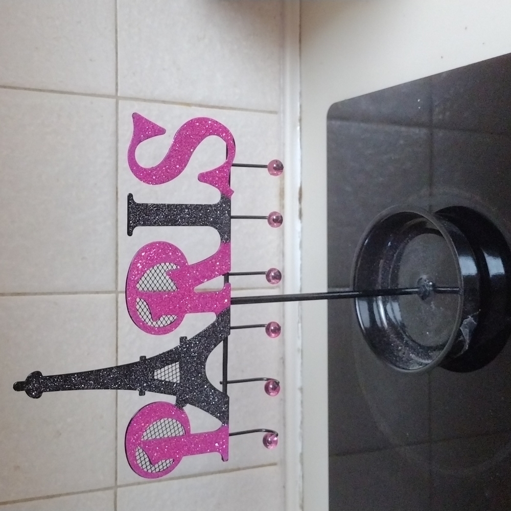 PRETTY "PARIS" JEWELRY HOLDER W/GLITTER